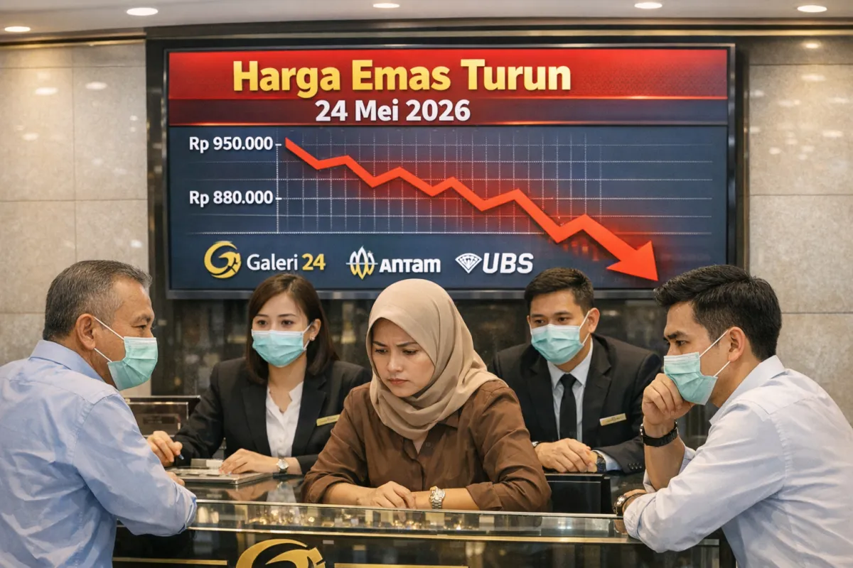 Harga Emas Galeri 24 Ambruk, Antam dan UBS Ikut Turun