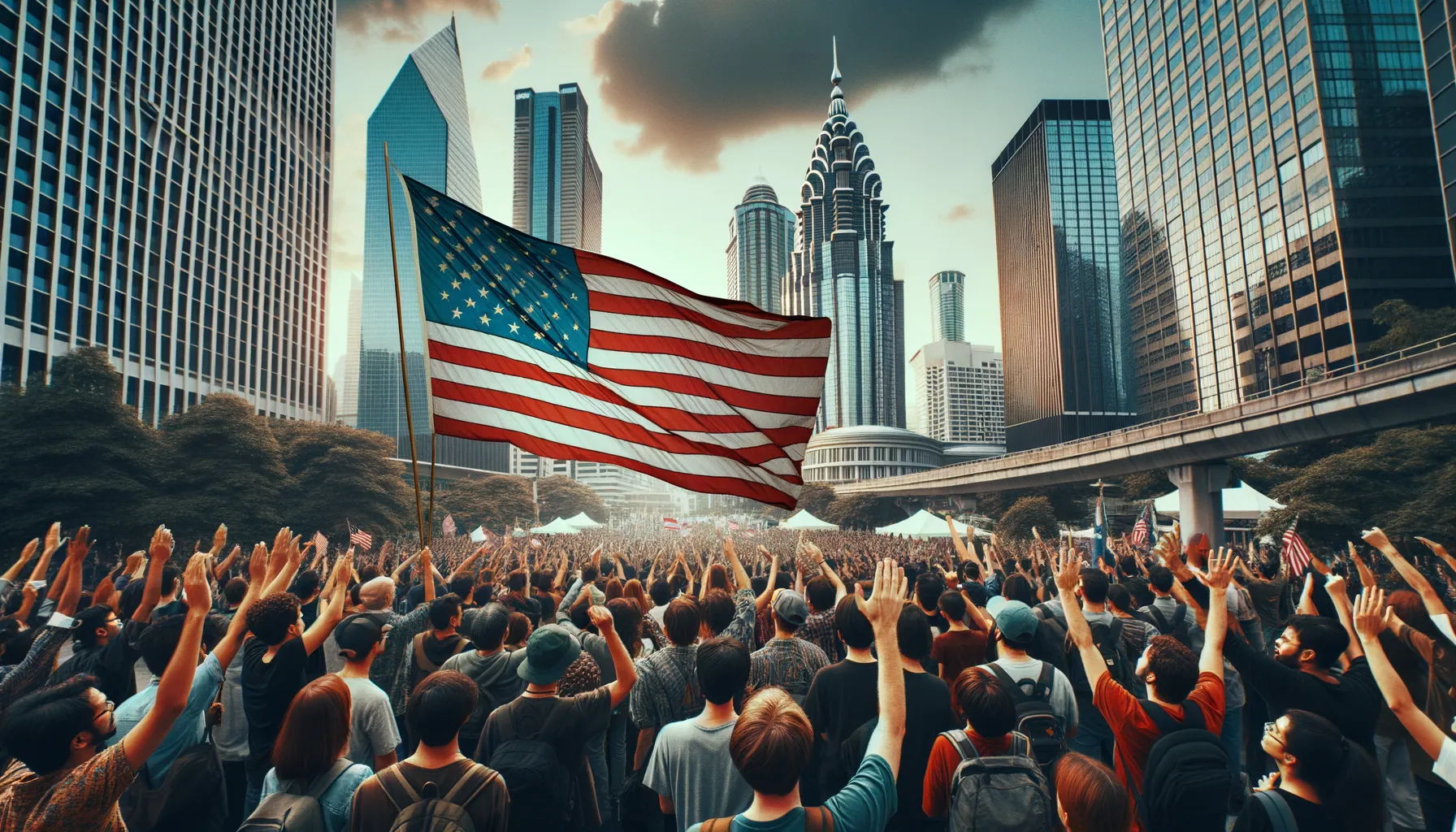 Massa Bela Palestina Demo di Kedubes AS, Bawa Bendera Raksasa