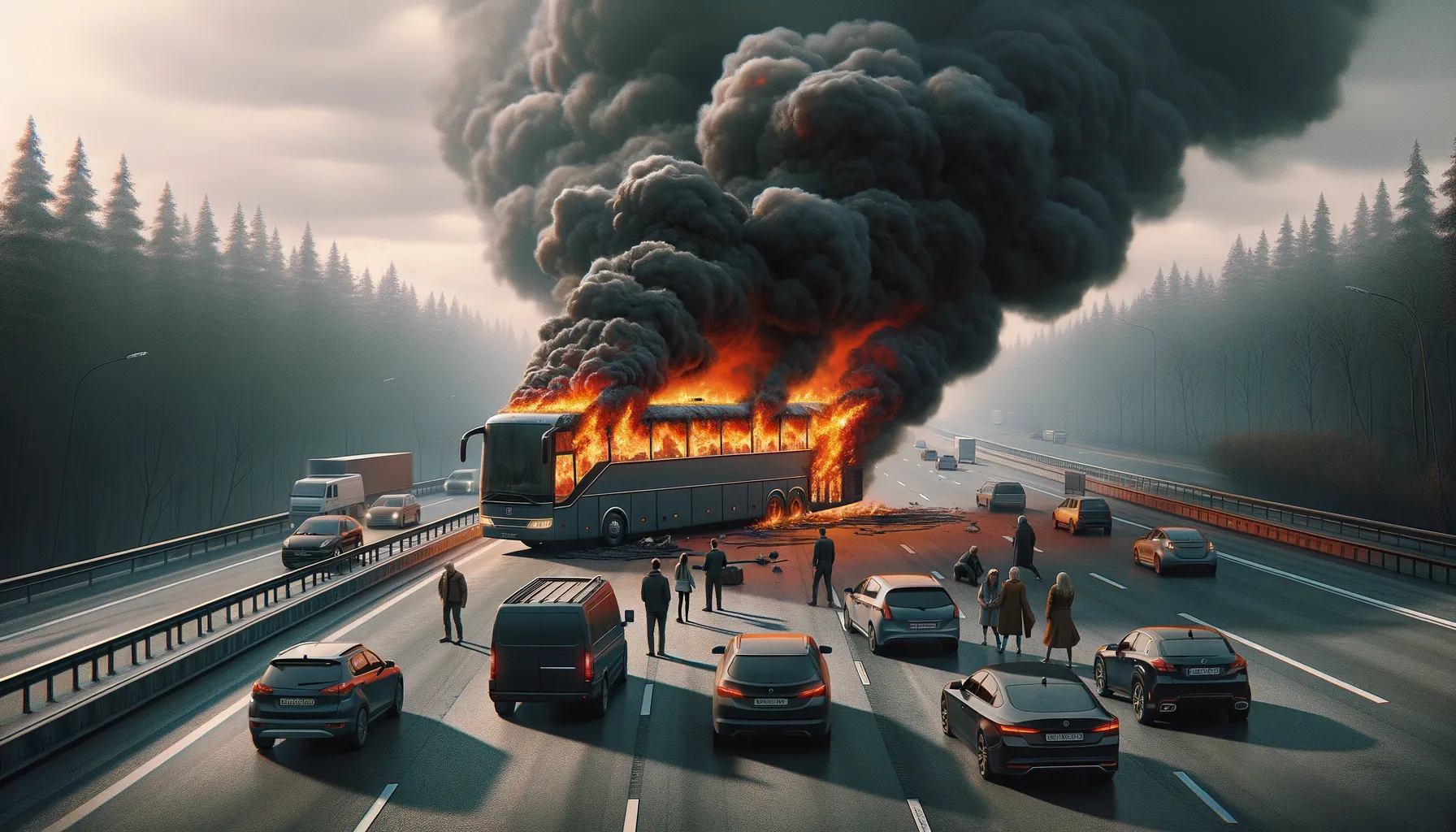 Tragedi di Tol: Bus Peziarah Terbakar Akibat Korsleting