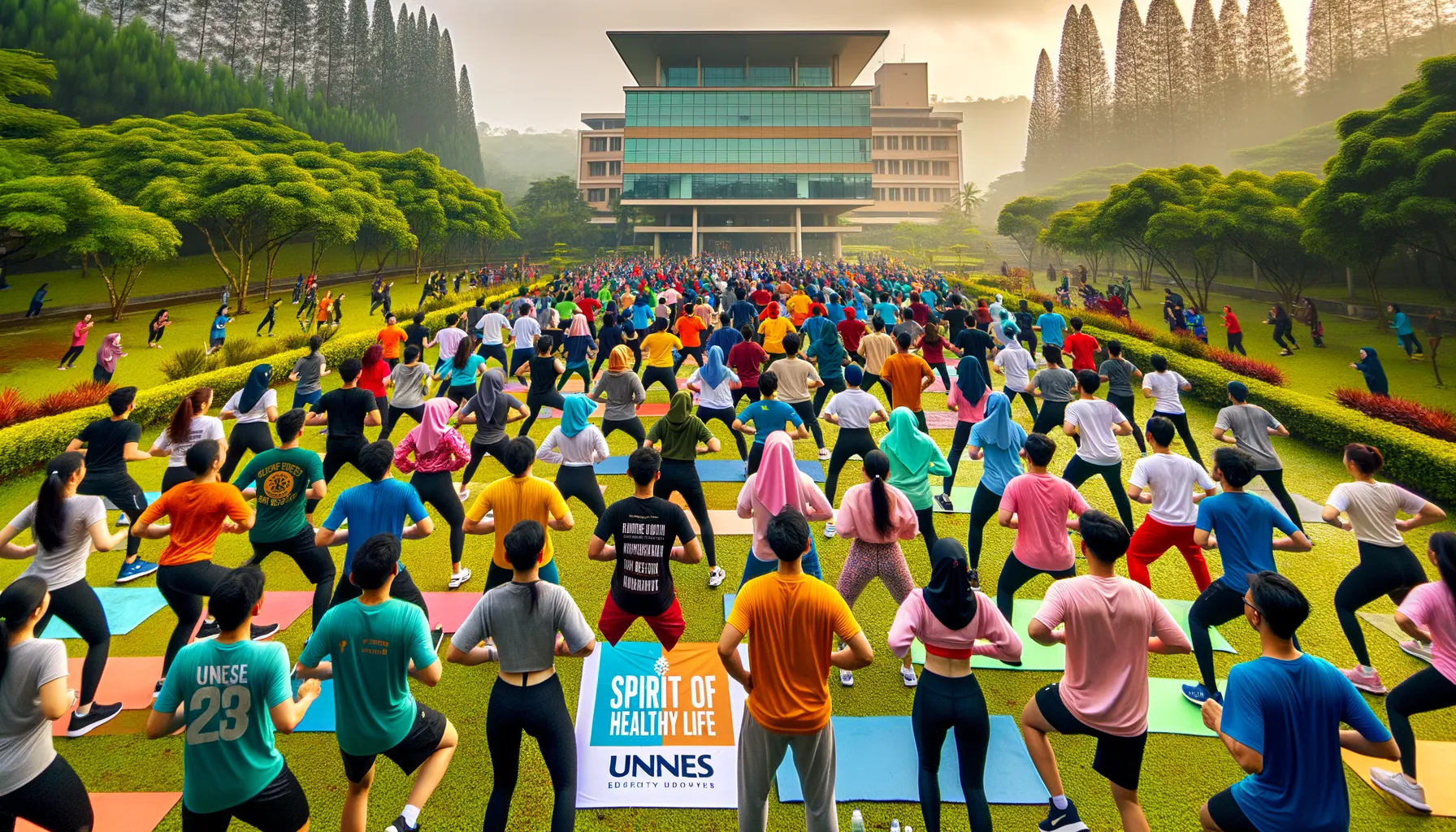 FISIP UNNES Mulai Tahun Baru dengan Senam Bersama, Dorong Budaya Sehat