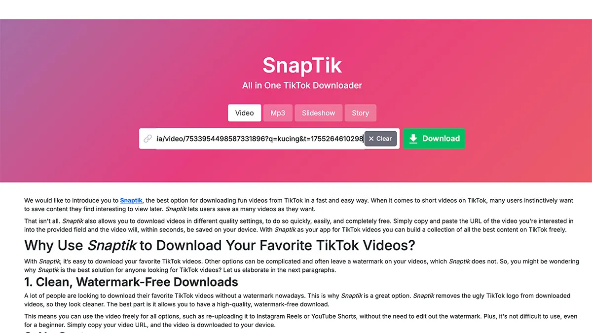Snaptik Disebut Jadi Pilihan Pengguna untuk Mengunduh Video TikTok Tanpa Login dan Watermark