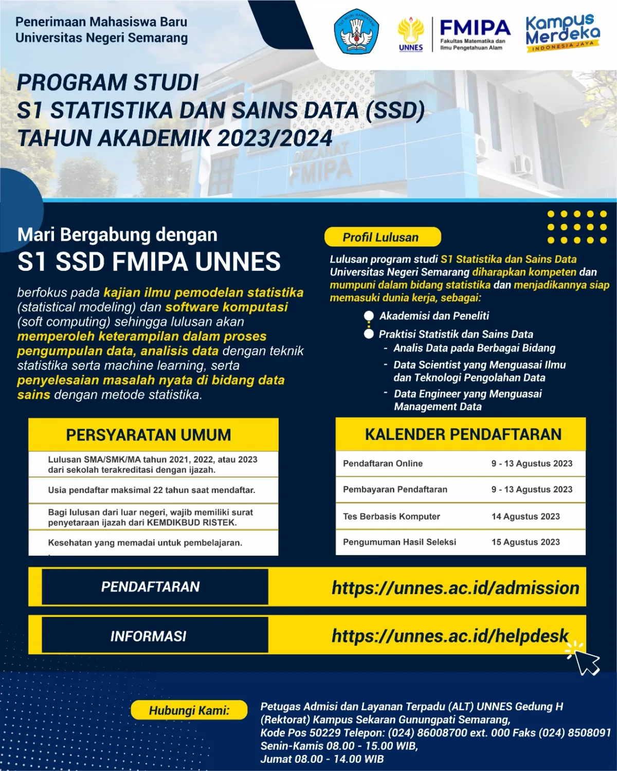 FMIPA UNNES Buka Program Studi S1 Statistika dan Sains Data