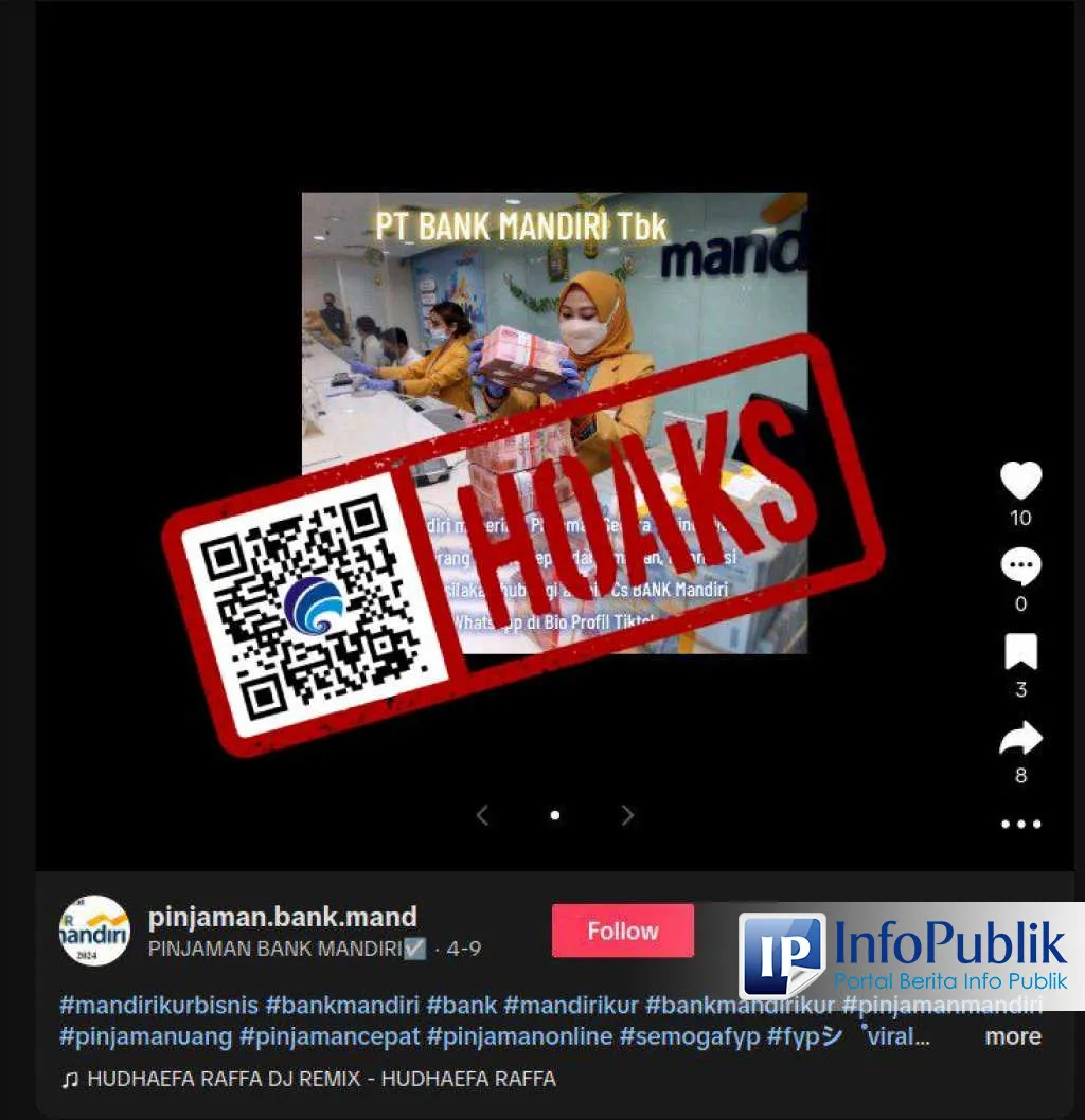 [Cek Fakta] Klaim Pengajuan Pinjaman Bank Mandiri lewat WhatsApp di Bio TikTok