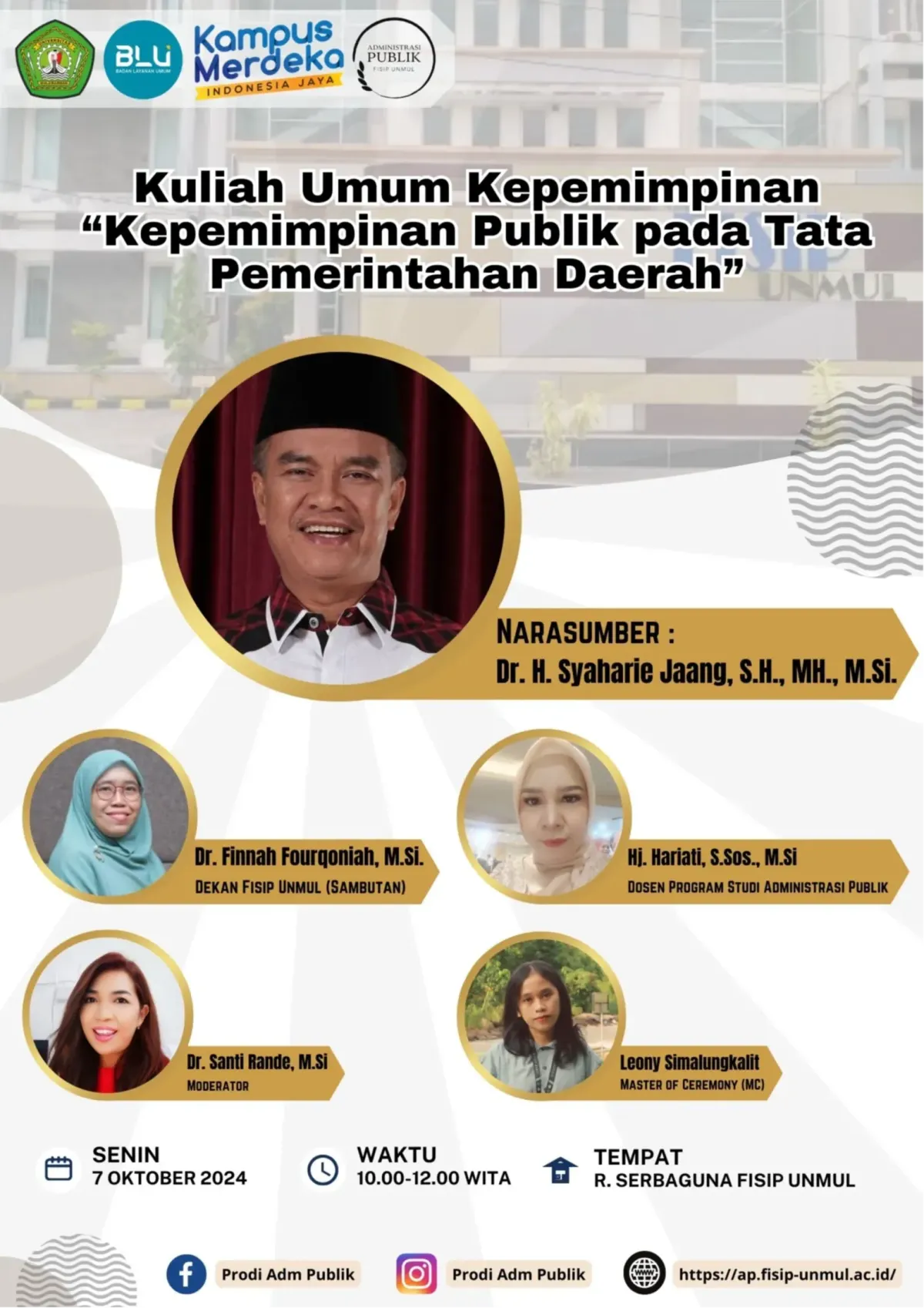 Prodi Administrasi Publik FISIP Universitas Mulawarman Gelar Kuliah Umum tentang Kepemimpinan Publik di Pemerintahan Daerah
