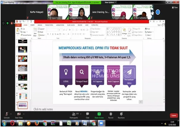 UNS Angkat Bahasan 5M Kreativitas untuk Penulis Opini