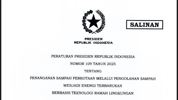 Perpres 109/2025 Terbit, Atur Penanganan Sampah Perkotaan Lewat Pengolahan Menjadi Energi Terbarukan