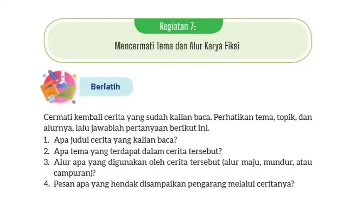 Kunci Jawaban Bahasa Indonesia Kelas 8 Halaman 127 Kurikulum Merdeka: Latihan Mencermati Tema dan Alur Karya Fiksi