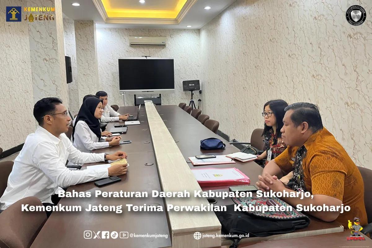 Kemenkum Jateng dan Pemkab Sukoharjo Bahas Evaluasi Perda PDAM Tirta Makmur