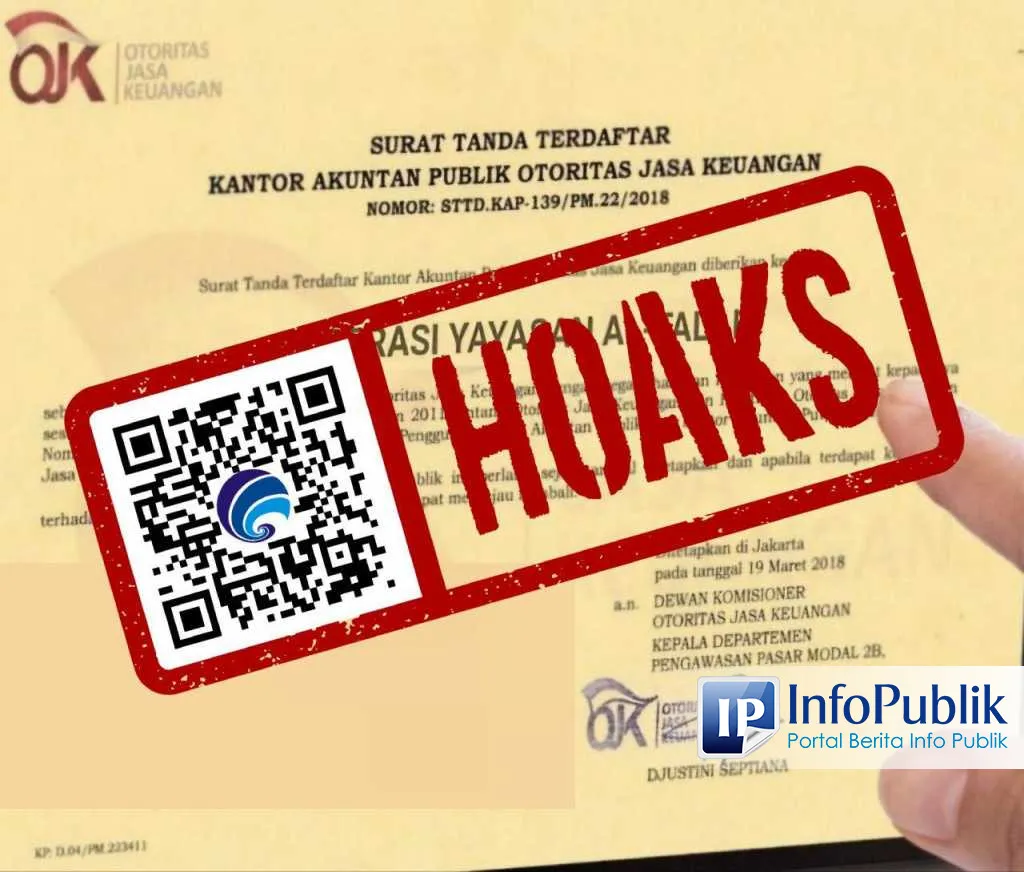OJK Pastikan Surat Tanda Terdaftar KAP atas Nama Koperasi Yayasan Al-Falah adalah Hoaks