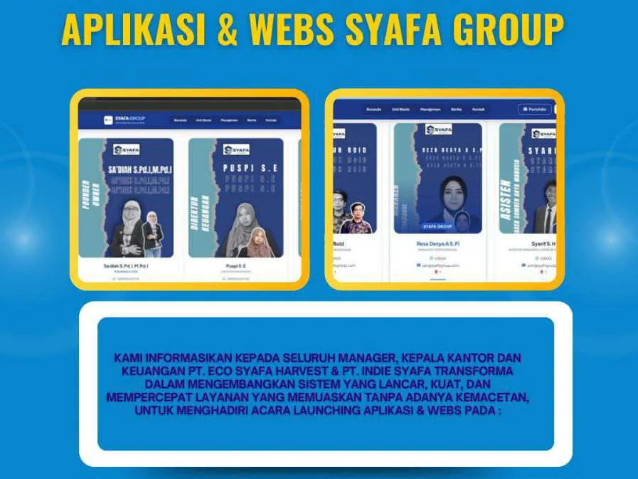 Syafa Group Siapkan Peluncuran Website dan Aplikasi untuk Modernisasi Sistem Kerja