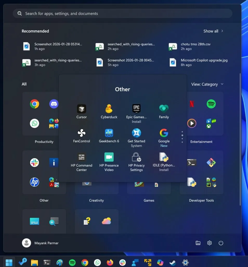 Pengguna Windows 11 Keluhkan Aplikasi Menumpuk di Kategori “Other” pada Start Menu