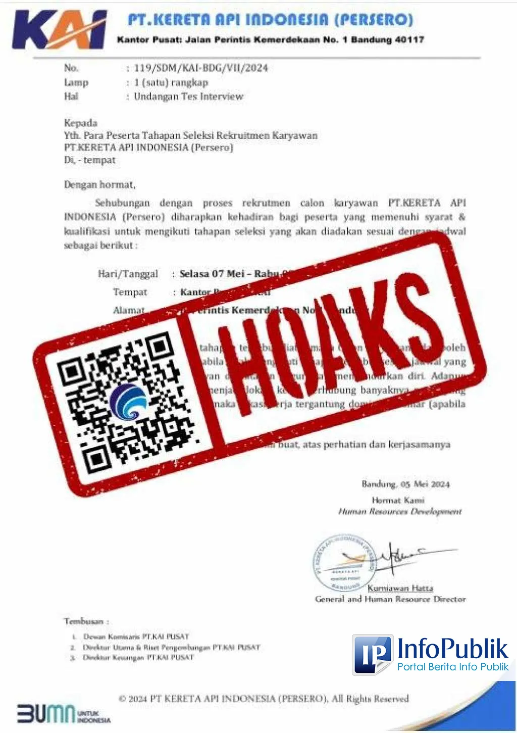 KAI Tegaskan Undangan Wawancara Rekrutmen yang Beredar adalah Penipuan, Pelamar Diminta Cek Kanal Resmi