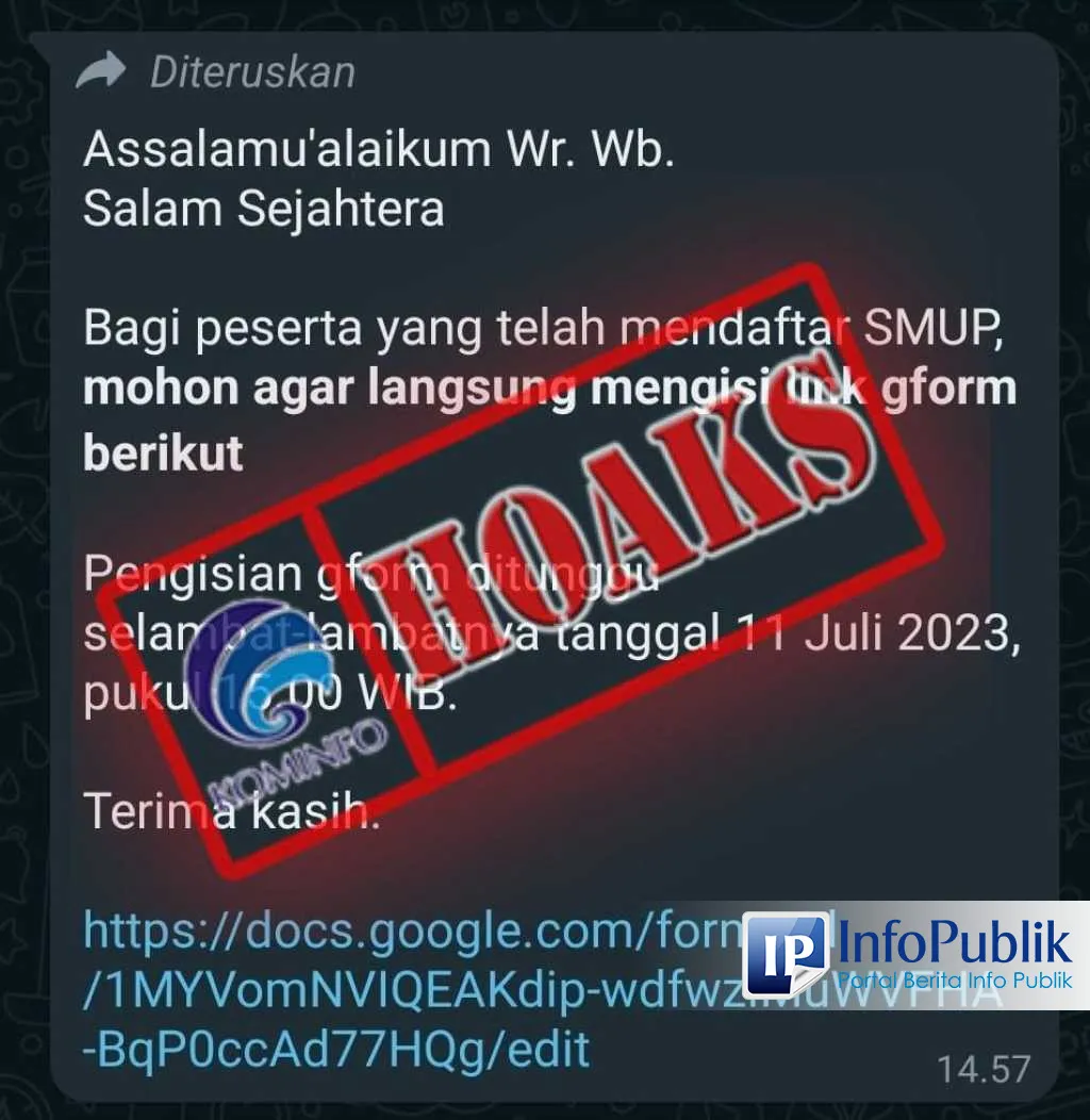 Unpad Tegaskan Pesan WhatsApp Minta Isi Data SMUP Lewat Google Form Adalah Penipuan