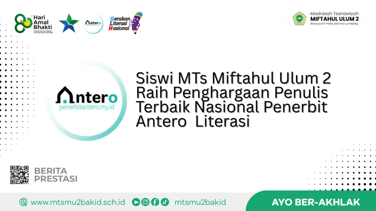 Siswi MTs Miftahul Ulum 2 Raih Penghargaan Penulis Terbaik Nasional