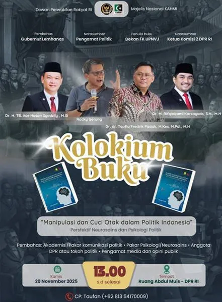 MN KAHMI dan Komisi II DPR Gelar Kolokium Buku tentang Manipulasi Politik dari Perspektif Neurosains