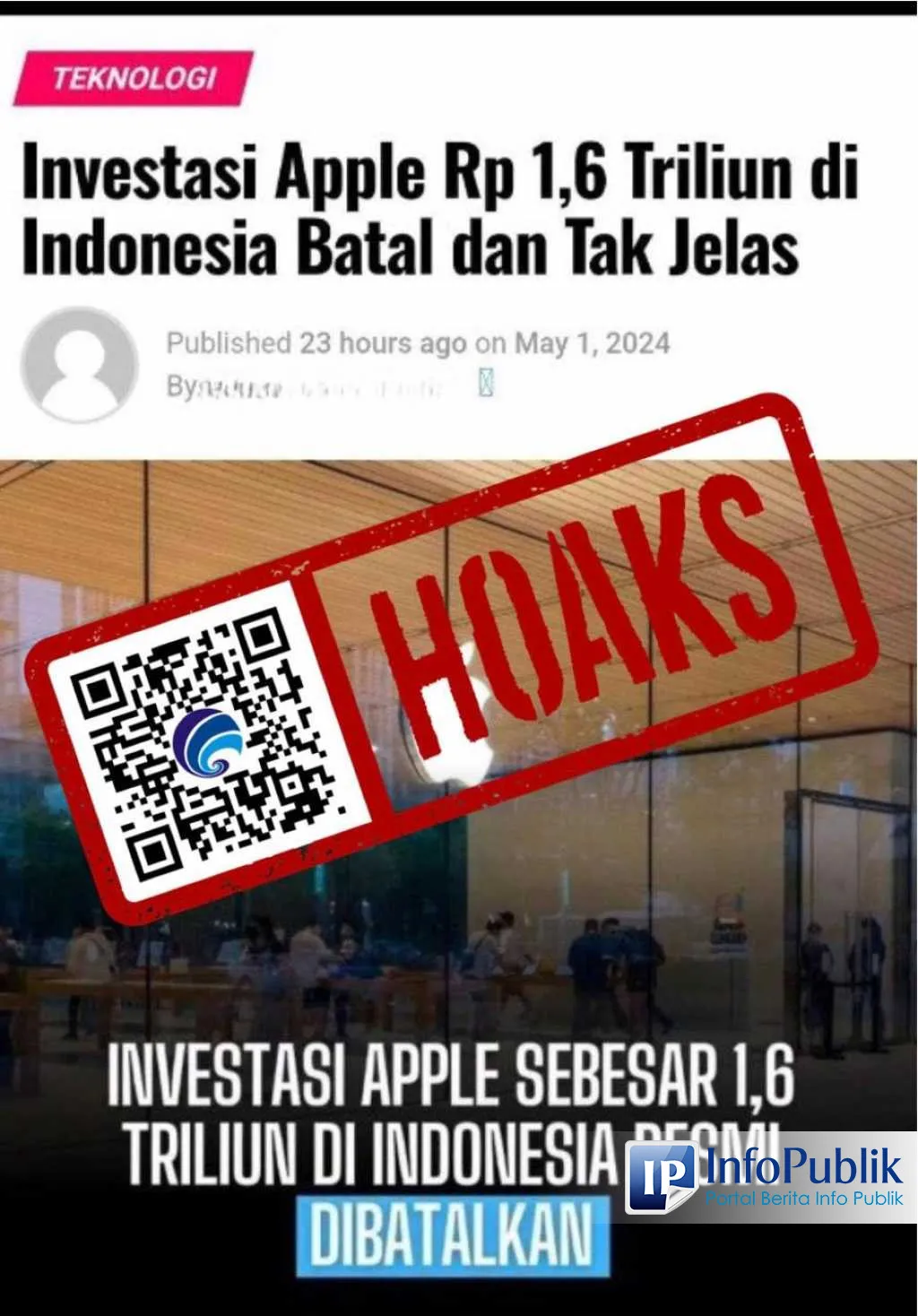 Cek Fakta: Klaim Apple Batalkan Investasi Rp1,6 Triliun di Indonesia Disebut Hoaks