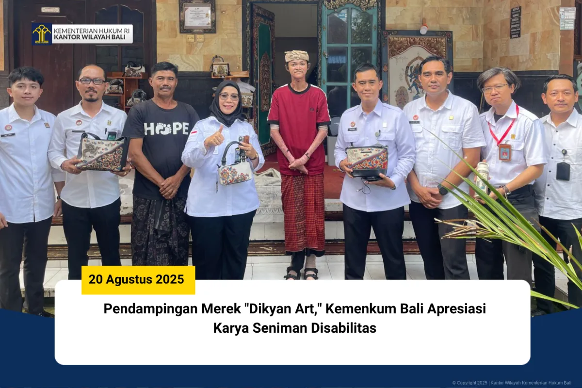 Kemenkum Bali Dampingi Pendaftaran Merek “Dikyan Art” Karya Seniman Disabilitas di Badung