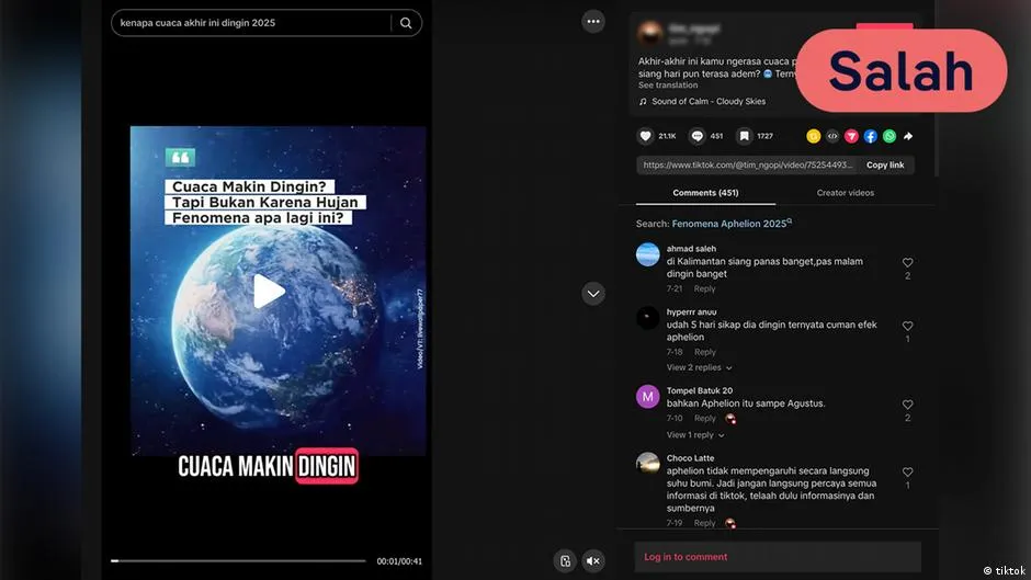 Klaim Aphelion Picu Udara Dingin dan Penyakit di Indonesia Dinilai Keliru