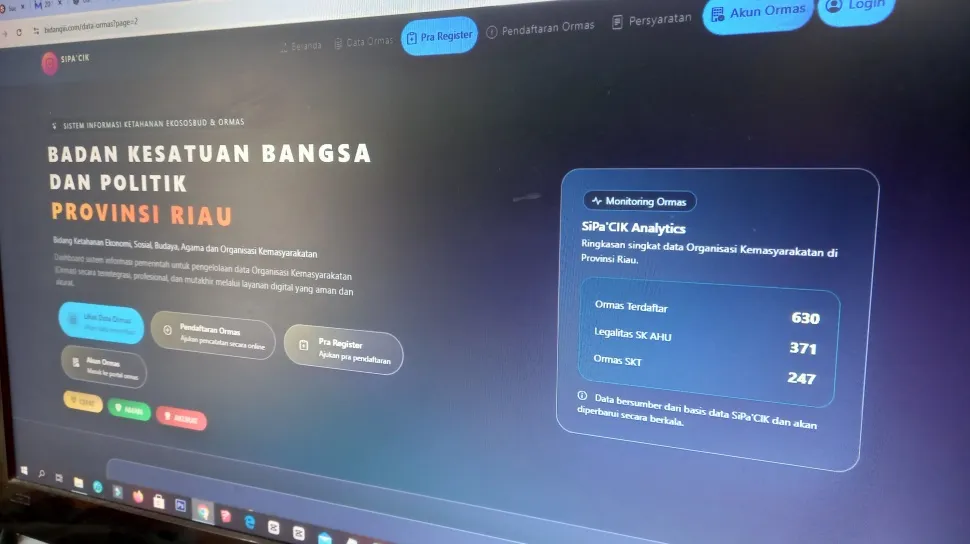 Kesbangpol Riau Luncurkan Aplikasi SiPa’CiK untuk Pendaftaran dan Pembaruan Data Ormas