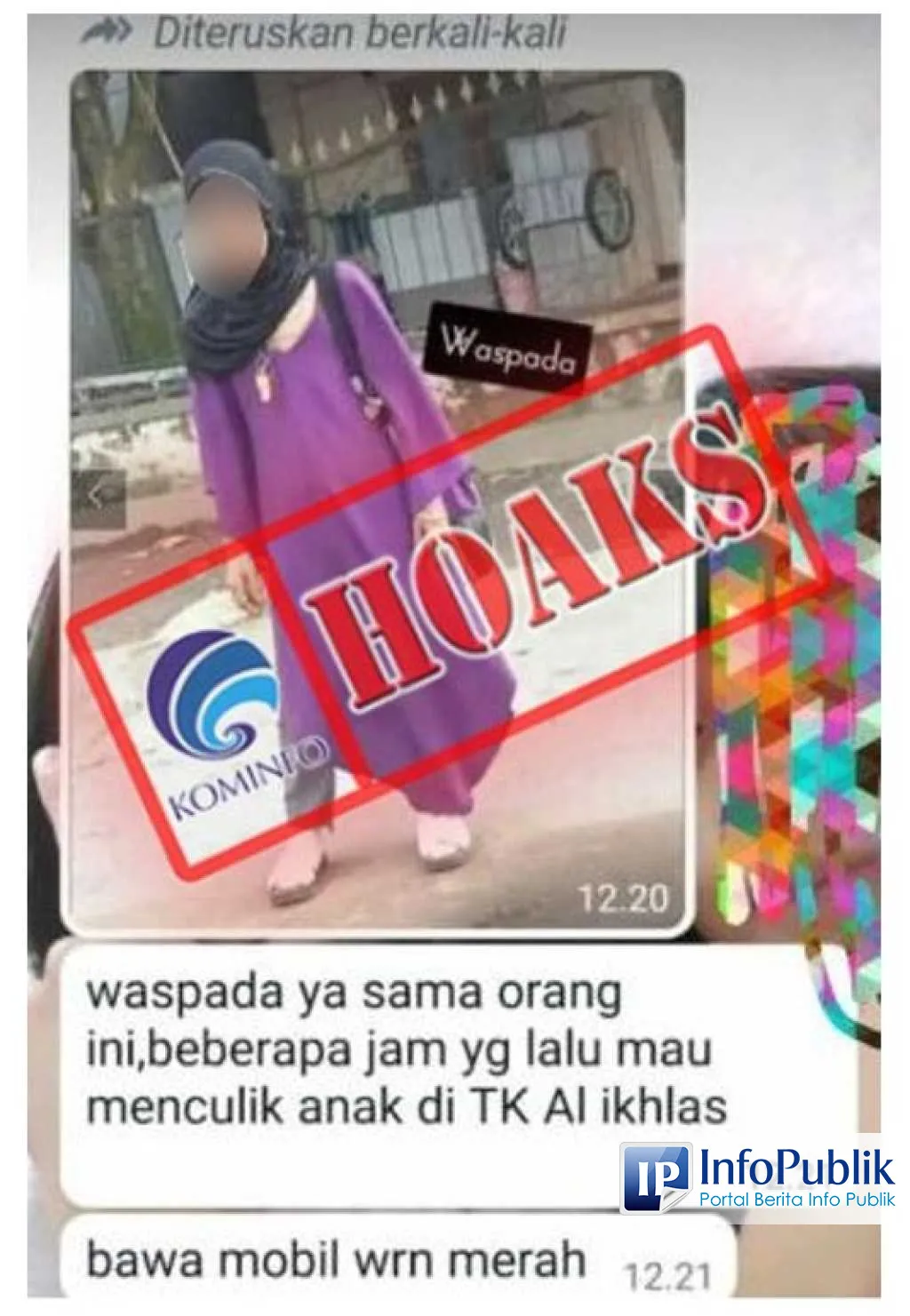 Pesan Berantai soal Wanita Berjilbab Culik Anak di Karanganyar Dipastikan Hoaks
