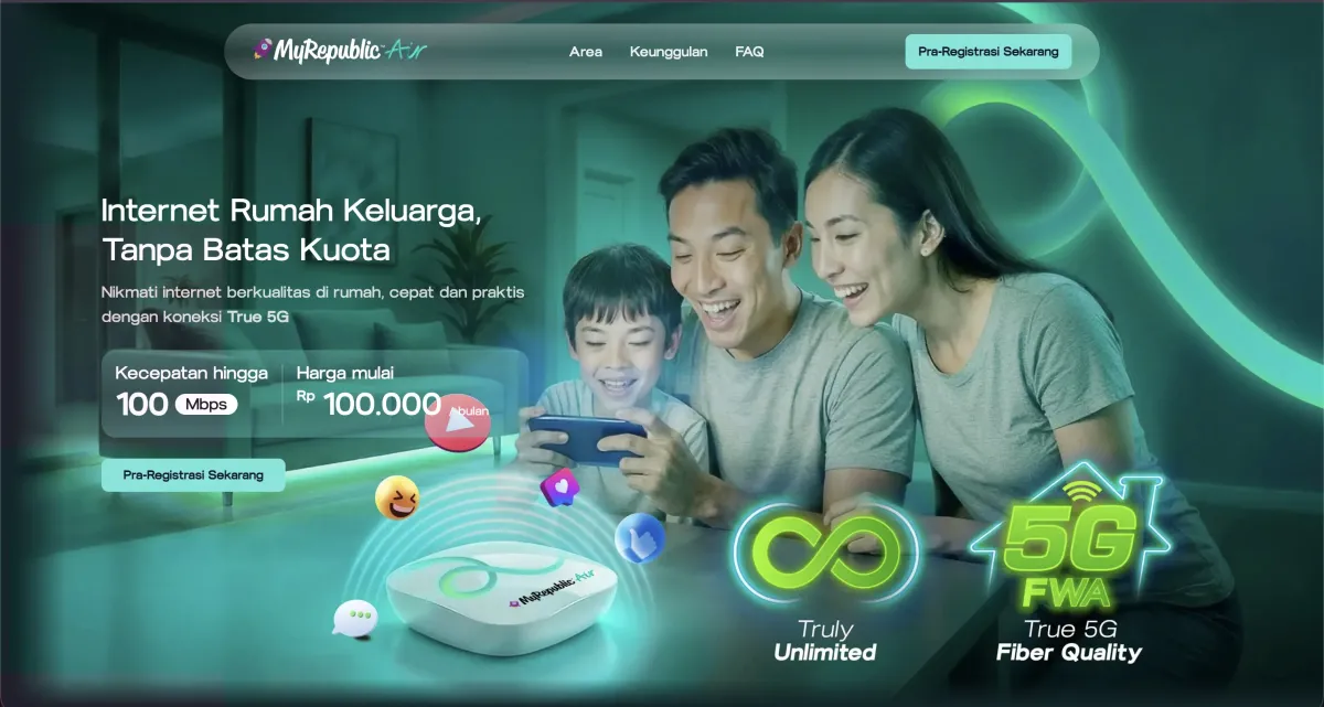 MyRepublic Perkenalkan MyRepublic Air, Internet Rumah Berbasis 5G FWA Mulai Rp100 Ribu per Bulan