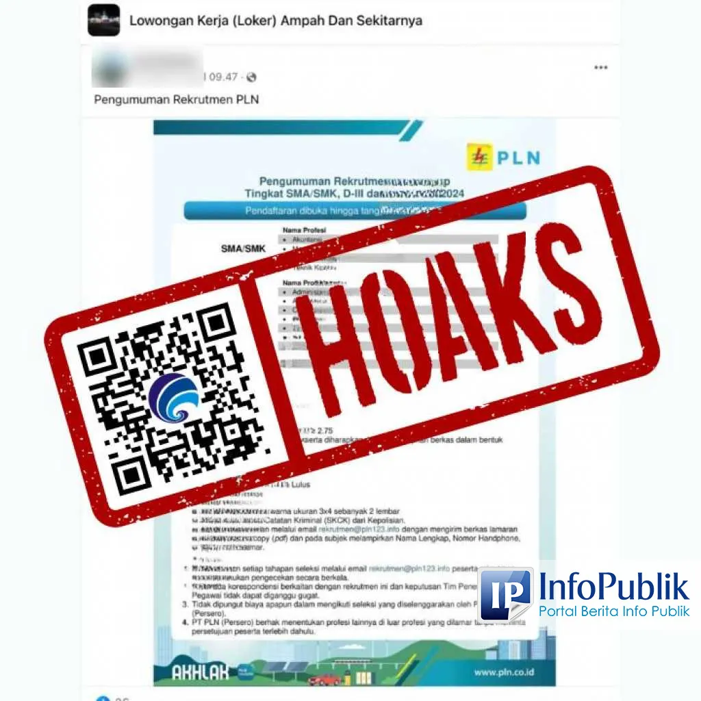 Cek Fakta: Video di Facebook Klaim Rekrutmen PLN, Pelamar Diminta Kirim Berkas ke Email Tidak Resmi