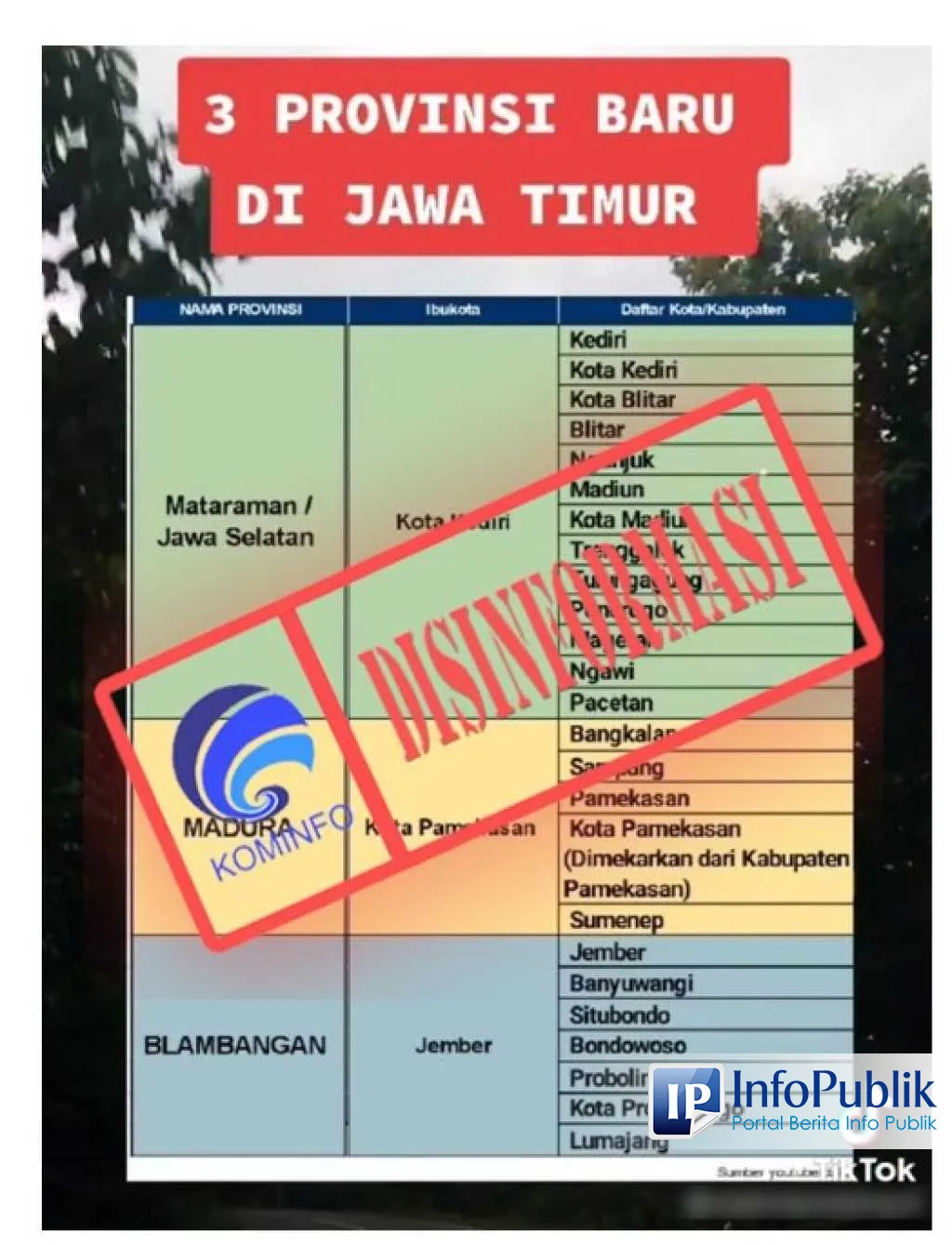 Video Klaim Jawa Timur Dipecah Jadi Tiga Provinsi, Pemprov Jatim Tegaskan Hoaks