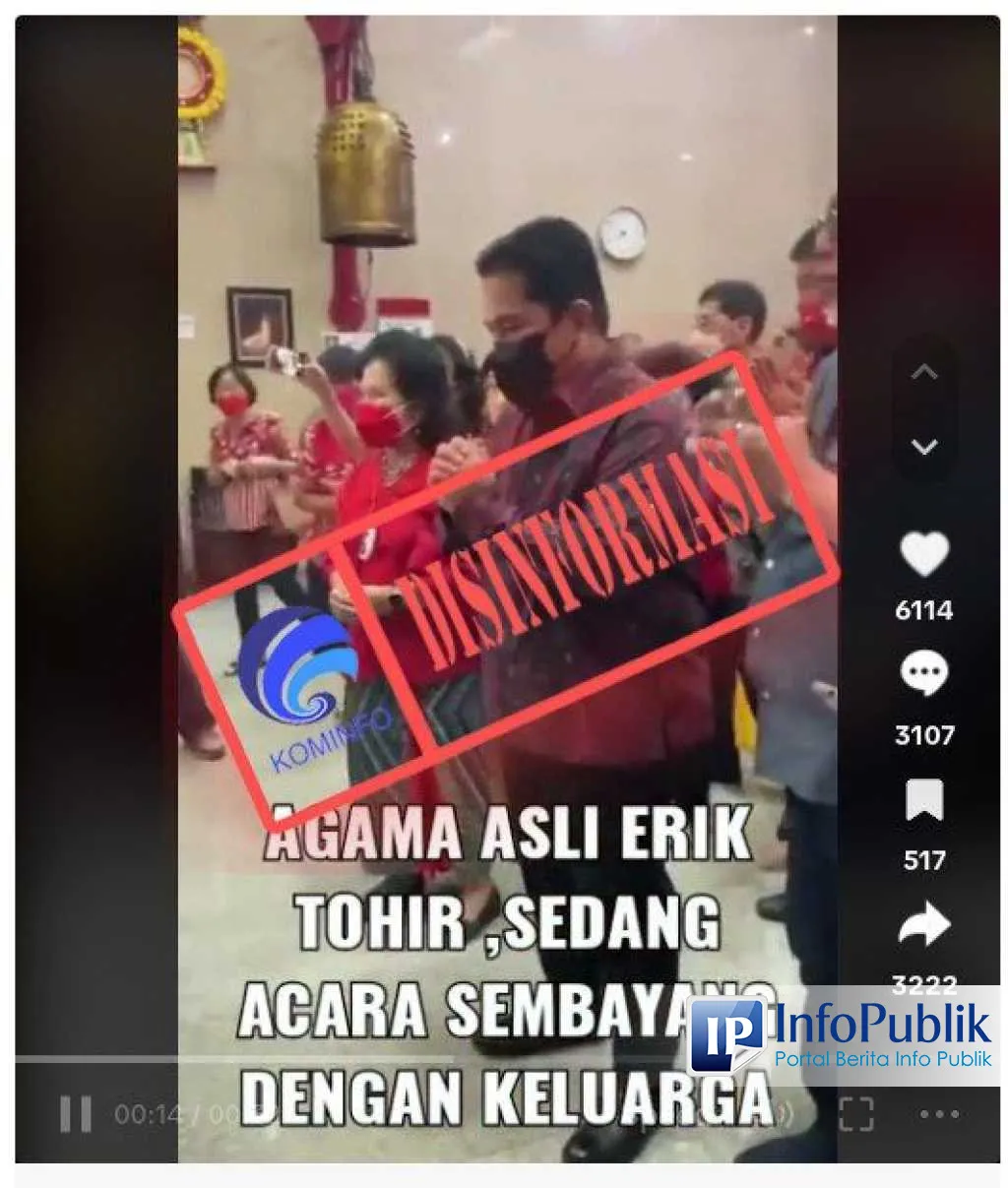 Cek Fakta: Video Erick Thohir di Wihara Dikaitkan dengan Klaim Beragama Buddha