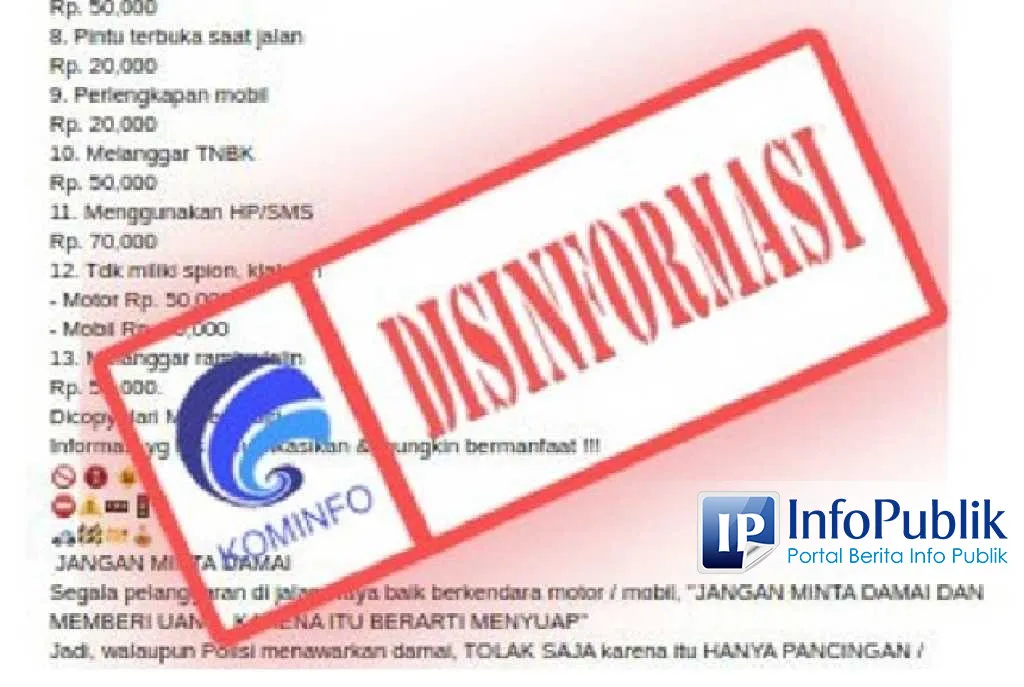 Cek Fakta: Daftar Denda Tilang ‘Terbaru 2023’ dan Klaim Bonus Rp10 Juta untuk Pelapor Suap Disebut Keliru