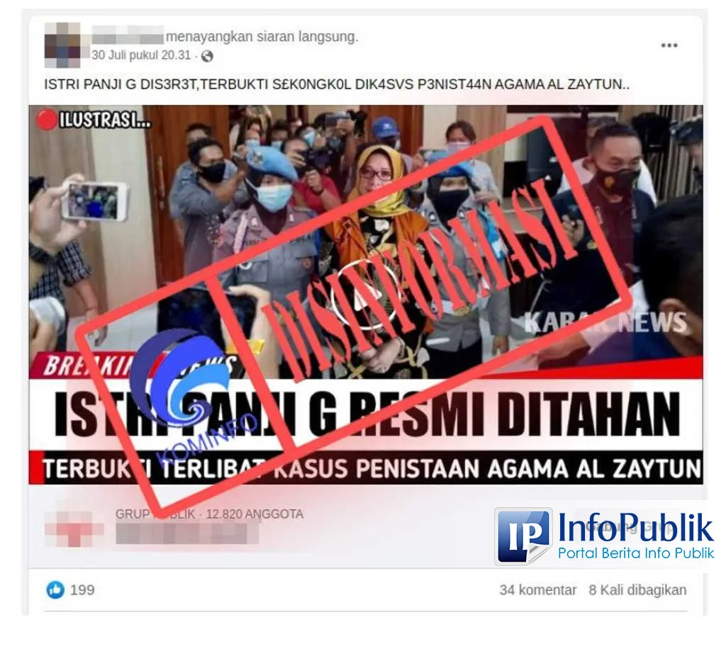 Cek Fakta: Klaim Istri Panji Gumilang Resmi Ditahan Tidak Benar