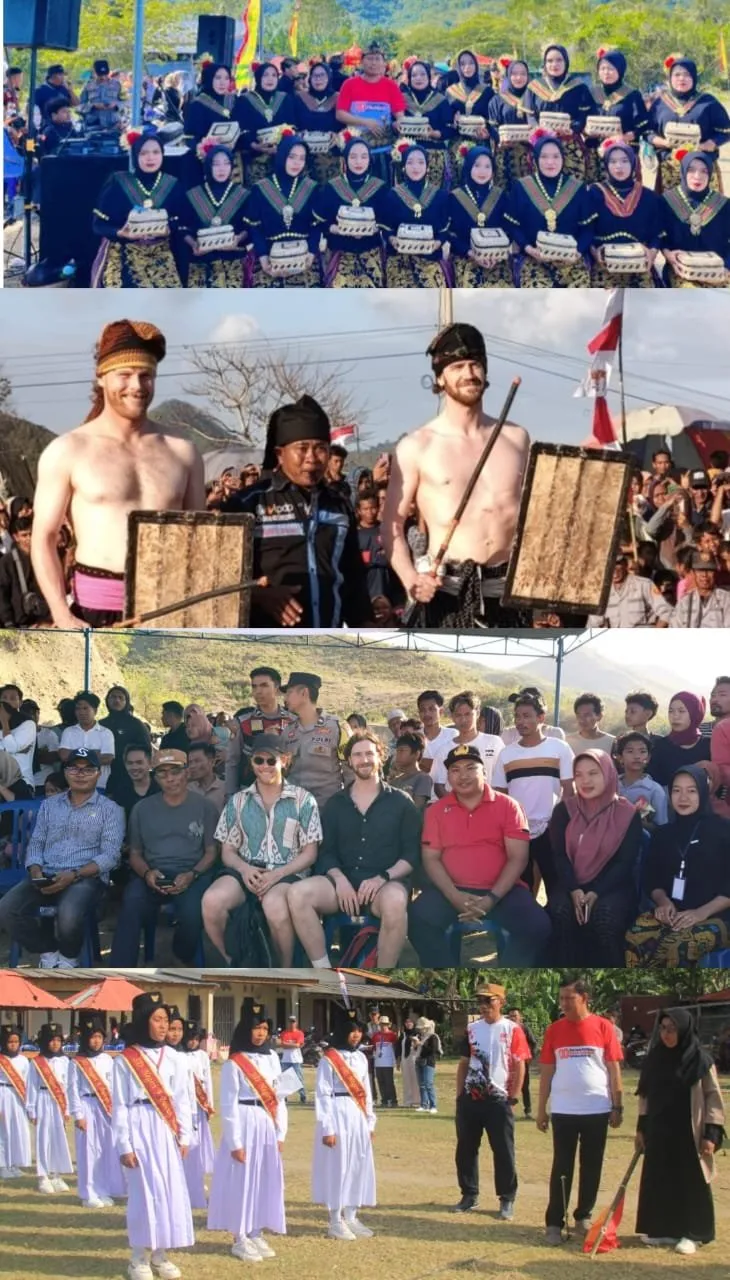 Desa Buwun Mas Gelar Peresean, Karnaval Budaya, dan Fashion Show Sambut HUT Ke-80 RI