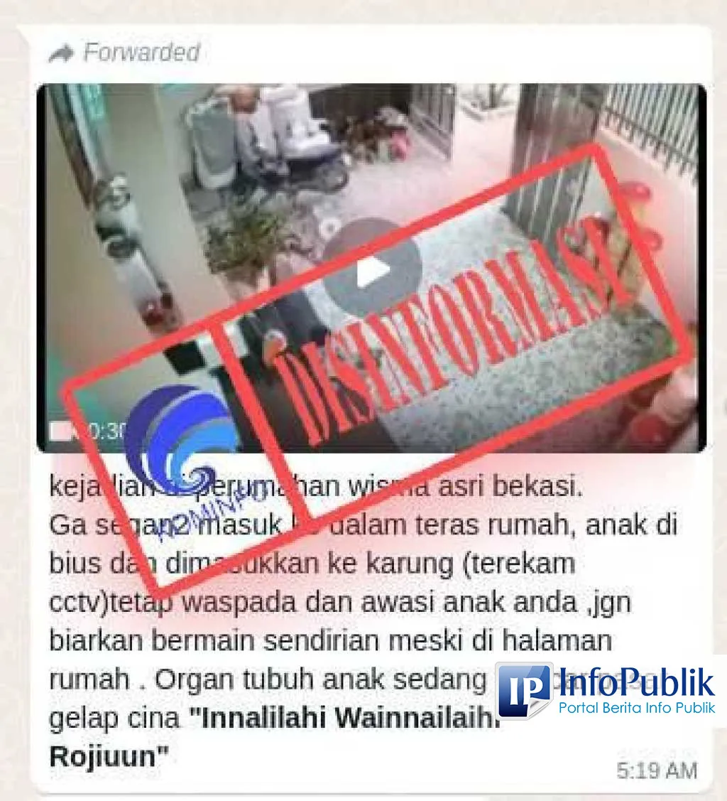 Cek Fakta: Video yang Diklaim Penculikan Anak di Wisma Asri Bekasi Disebut Hoaks