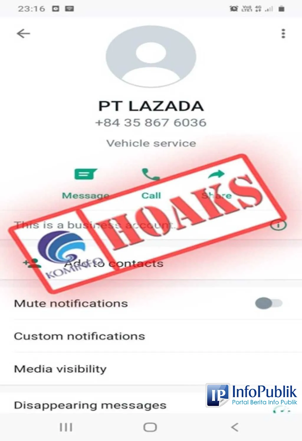 [Cek Fakta] Akun WhatsApp Mengatasnamakan Lazada Tawarkan Klaim Voucher Rp2 Juta, Perusahaan Tegaskan Penipuan