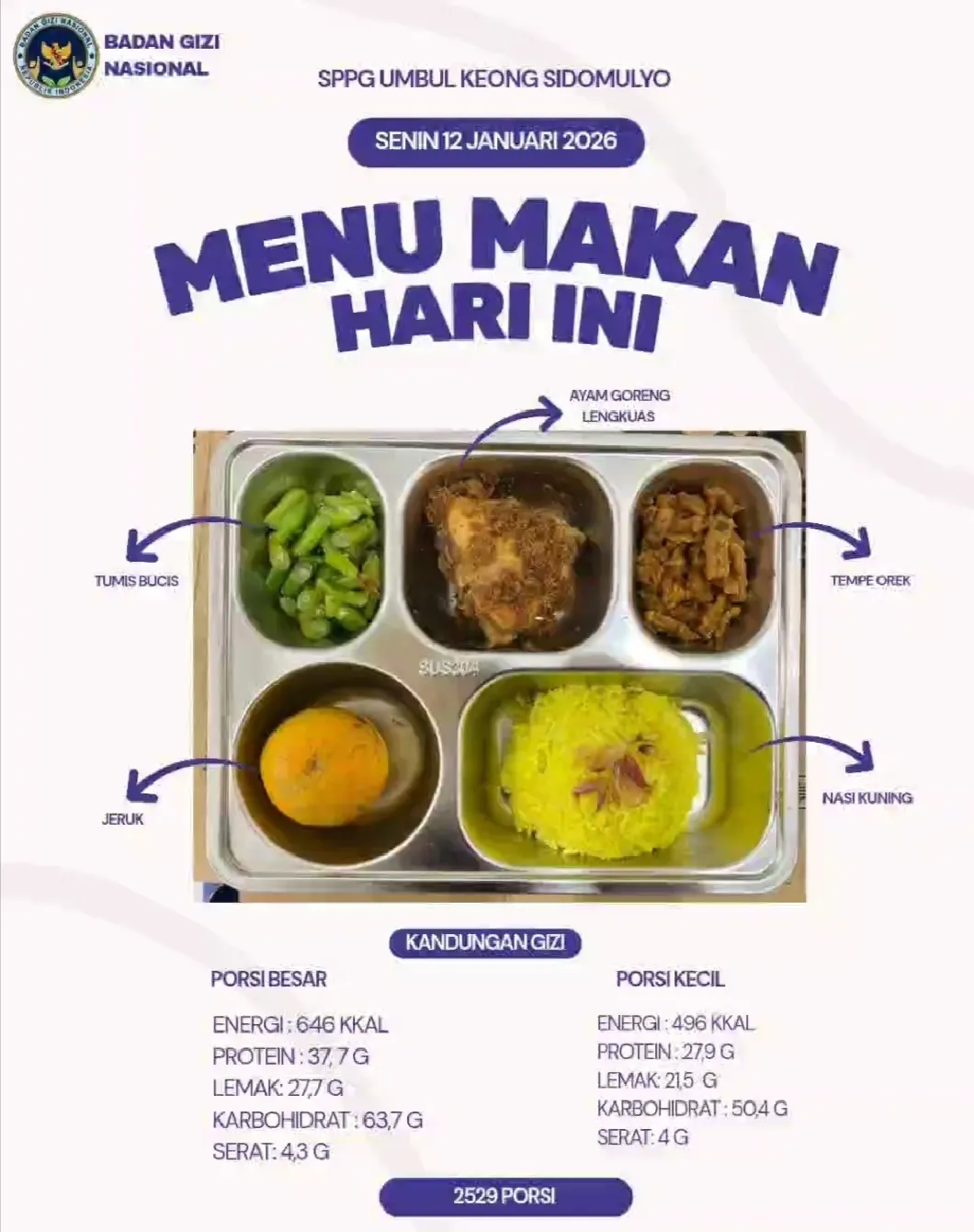 Dapur MBG Umbul Keong Mengunggah Menu Harian MBG di TikTok