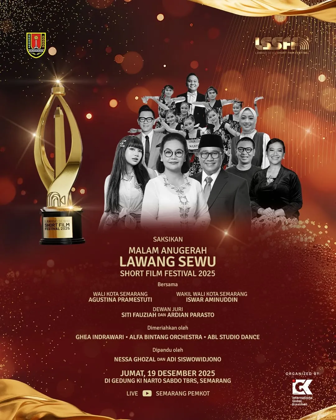 Malam Anugerah Lawang Sewu Short Film Festival 2025 Digelar, Wali Kota dan Wakil Wali Kota Semarang Dijadwalkan Hadir