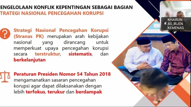 Itjen Kemenag Sosialisasikan Pengelolaan Konflik Kepentingan untuk Perkuat Pencegahan Korupsi