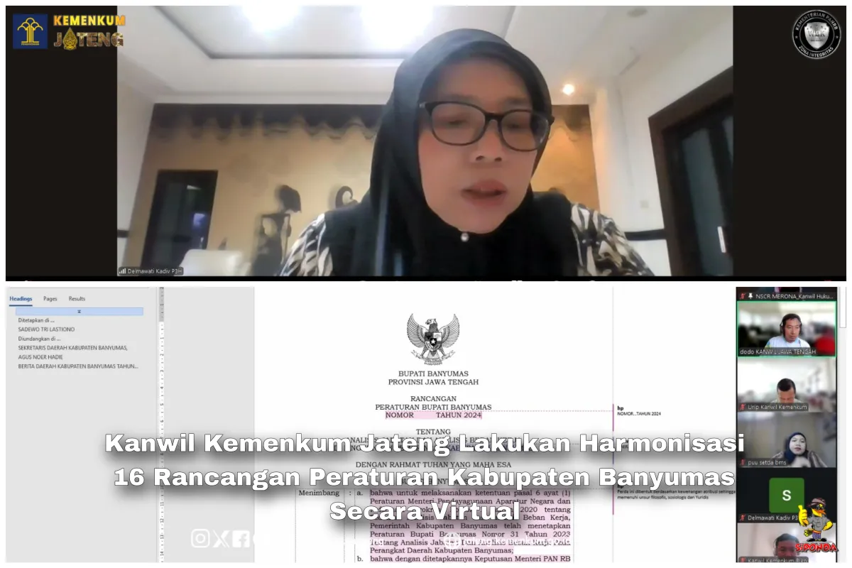 Kanwil Kemenkum Jateng Harmonisasi 16 Rancangan Peraturan Kabupaten Banyumas Secara Daring