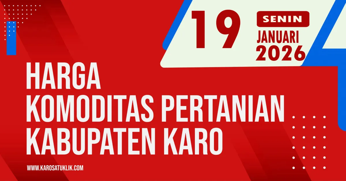 Daftar Harga Komoditas Pertanian Kabupaten Karo per Senin, 19 Januari 2026 Pukul 19.30 WIB