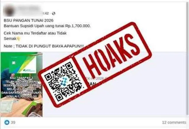 Komdigi: Tautan Pengecekan BSU Pangan Tunai 2026 di Facebook Merupakan Penipuan