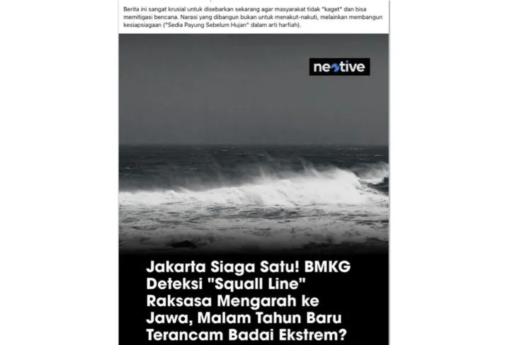 Klaim BMKG Tetapkan Siaga Satu Squall Line Menuju Jakarta Beredar di Medsos, Ini Faktanya