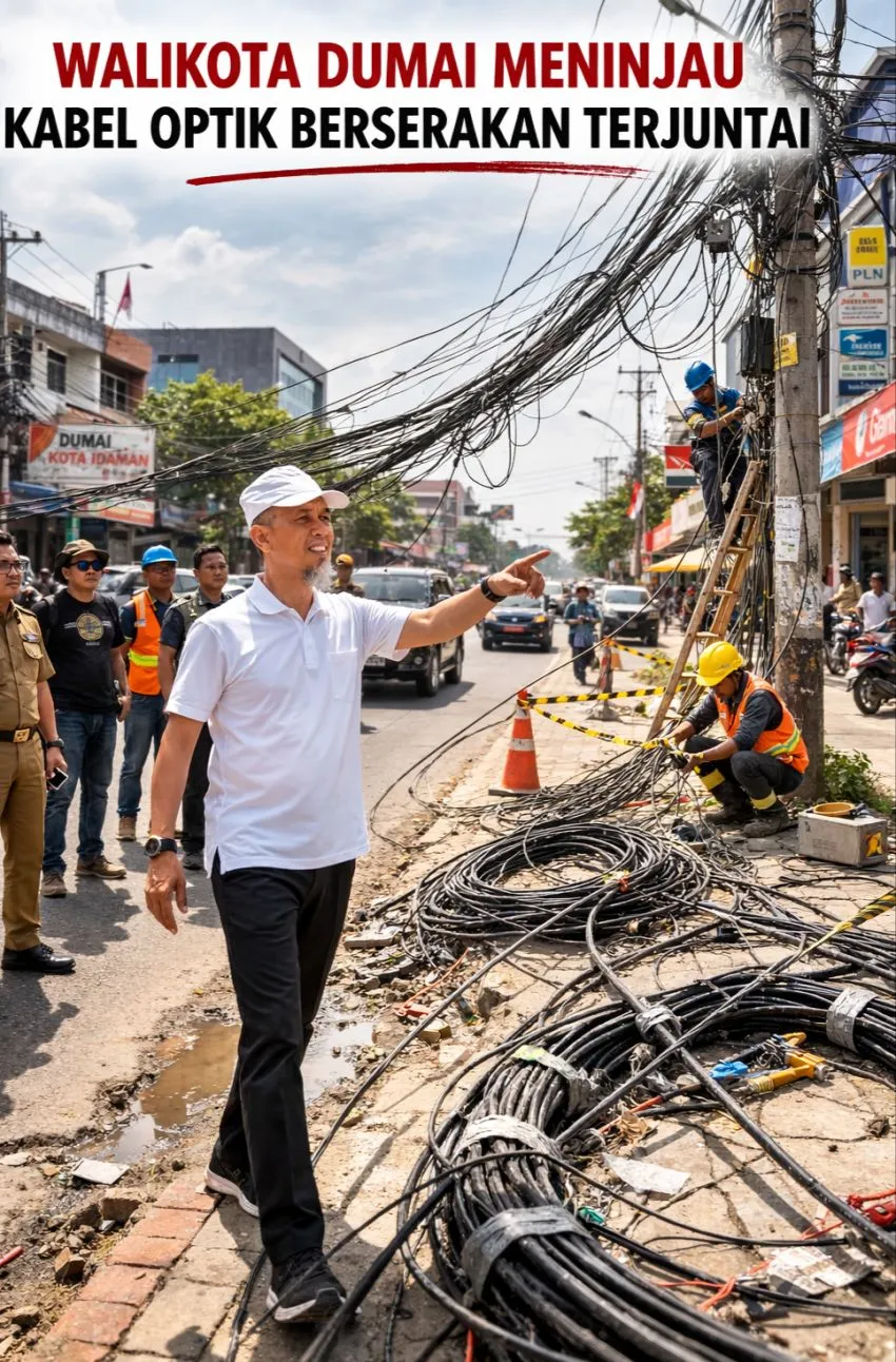Wali Kota Dumai Peringatkan Provider Internet Usai Kabel Fiber Optik Menjerat Pengendara
