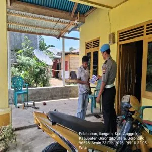 Propam Polsek KP Kwandang Sosialisasikan Pengaduan Masyarakat Online lewat Barcode Aplikasi Yanduan