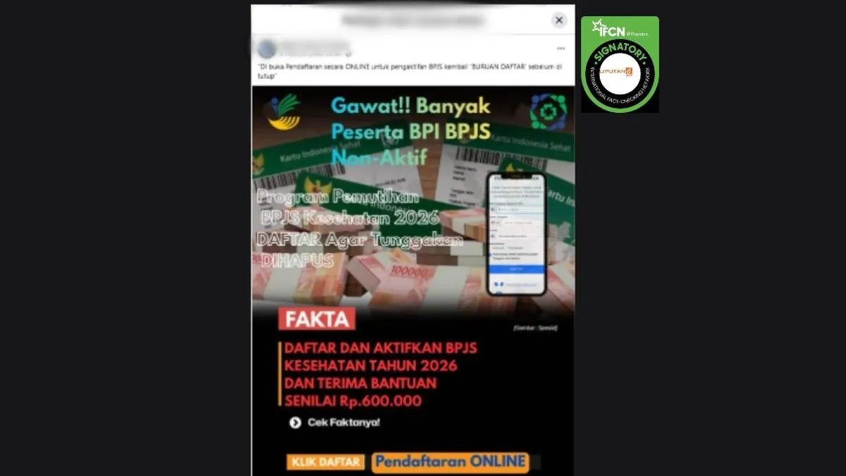 Cek Fakta: Tautan Pendaftaran untuk Mengaktifkan Kembali PBI BPJS Kesehatan Tidak Benar, Ini Opsi Resminya
