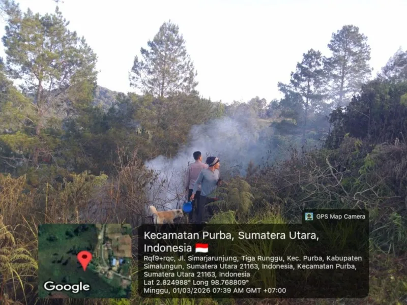 Laporan Aplikasi Lancang Kuning, Polisi Datangi Lokasi Dugaan Kebakaran Lahan di Dolok Pardamean Sejak Subuh