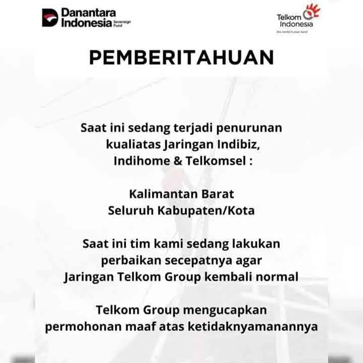 Jaringan IndiBiz, IndiHome, dan Telkomsel di Kalbar Dilaporkan Menurun, Warga Keluhkan Internet Lambat dan Sering Terputus