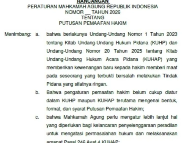 MA Gelar Uji Publik Rancangan PERMA Putusan Pemaafan Hakim