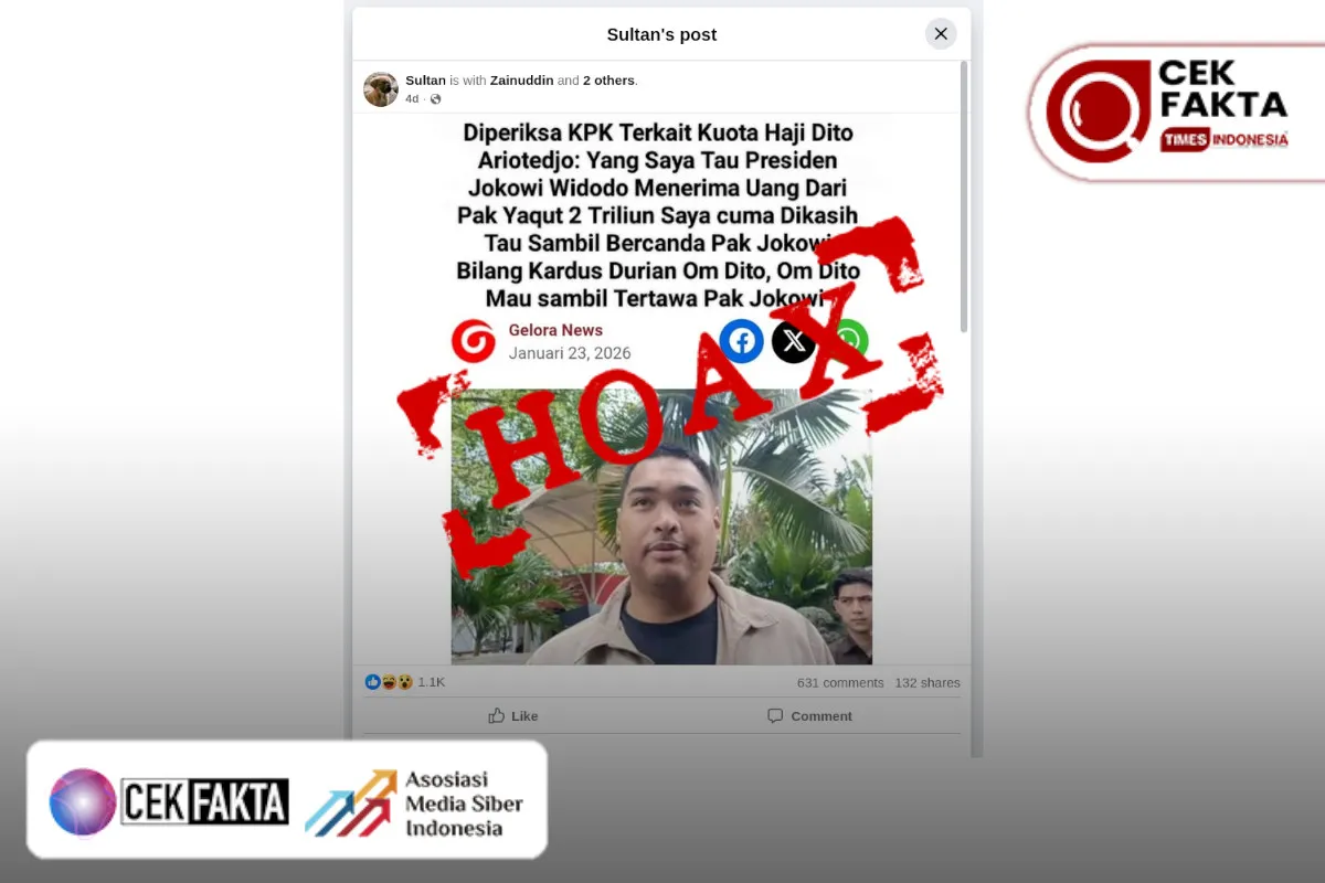 Cek Fakta: Klaim Dito Ariotedjo Sebut Jokowi Terima Rp2 Triliun dari Yaqut Disebut Hoaks