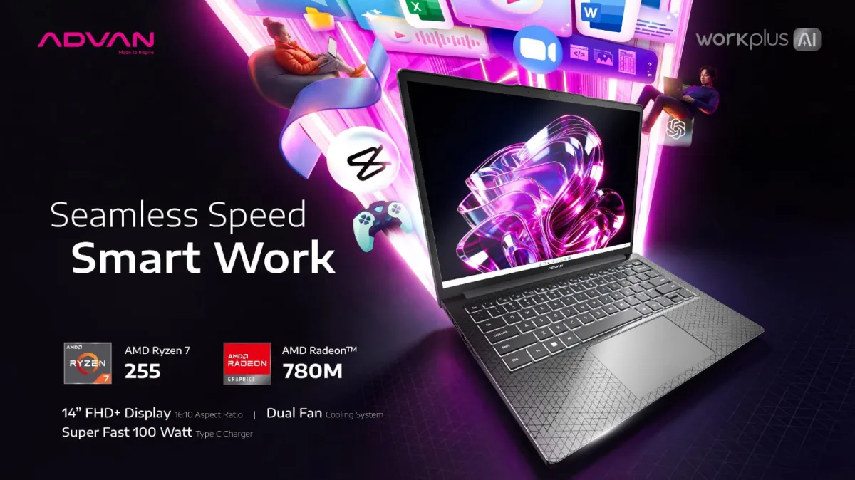 Advan Rilis Workplus AI, Laptop Kelas Menengah dengan Ryzen 7 untuk Produktivitas dan Aplikasi Berbasis AI