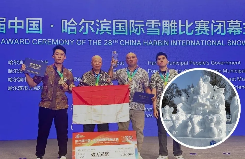 Seniman Bali Raih Juara Tiga di Kompetisi Patung Salju Internasional Harbin 2026
