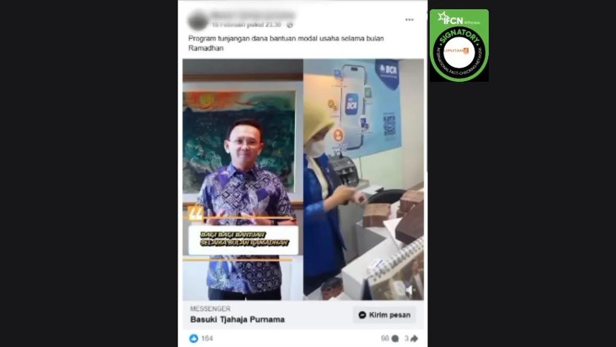 Cek Fakta: Video Ahok Disebut Umumkan Bagi-Bagi Bantuan Dana Ramadan Tidak Benar